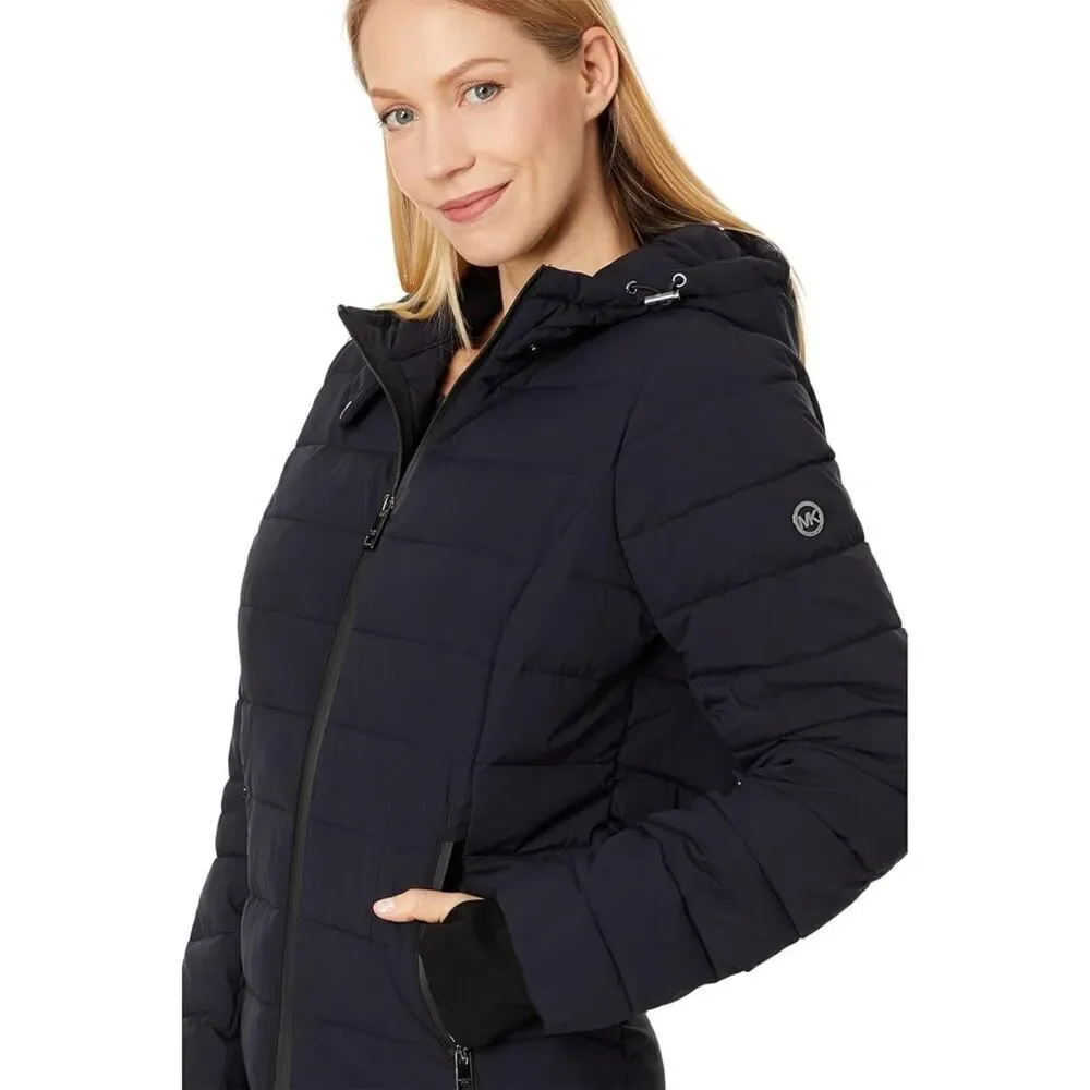 Michael Kors Navy Blue Premium Down Blend Puffer Coat Jacket Women's Size Small